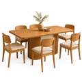 Mesa Pilar 180 Canto Copo (S/Vidro)  c/6 Cadeiras Havana Veludo Creme – RUFATO - 1.4/TD 2