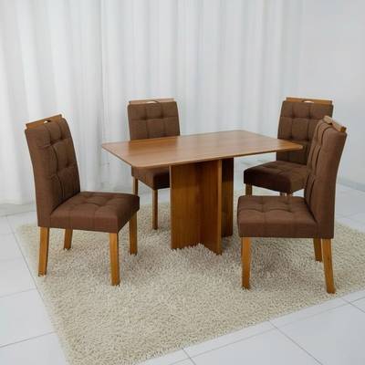 Mesa Salinas 120X80CM (Tampo Londres s/ vidro)  com 4 Cadeiras Sophia  – CEL MÓVEIS + WM DECOR 7.0/TD