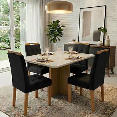 Mesa Salinas 120X80CM Cinamomo/Off White com 4 Cadeiras Sophia  – CEL MÓVEIS - 8.9/TD