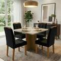 Mesa Salinas 90x90 c/vidro  Cinamomo/Off White com 4 Cadeiras Sophia - CEL MÓVE 8.7/TD 2