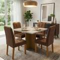 Mesa Salinas 90x90 c/vidro  Cinamomo/Off White com 4 Cadeiras Sophia - CEL MÓVE 8.7/TD 3