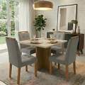 Mesa Salinas 90x90 c/vidro  Cinamomo/Off White com 4 Cadeiras Sophia - CEL MÓVE 8.7/TD 4