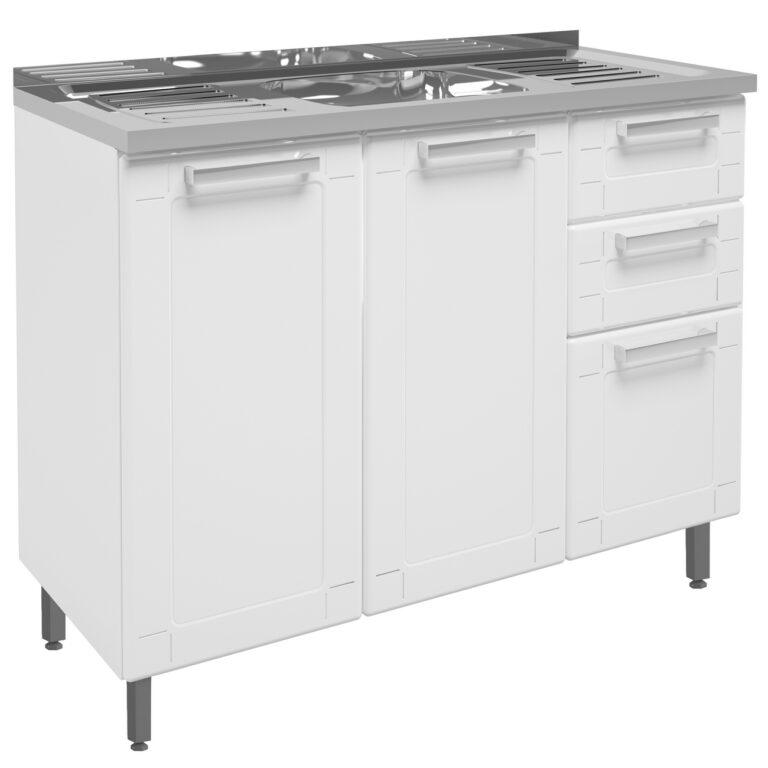 Balcão para pia C/TAMPO INOX 2 Gavetas Múltipla – BERTOLINI - 7.3 /TD