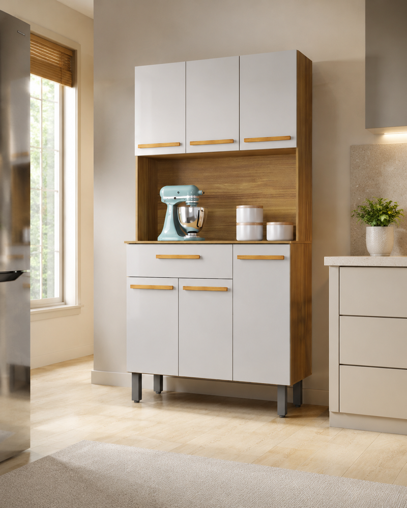 Kit Cozinha Paris Fiorello 6P 1G 100%MDF - 92cm - 3.4/TRA/RN