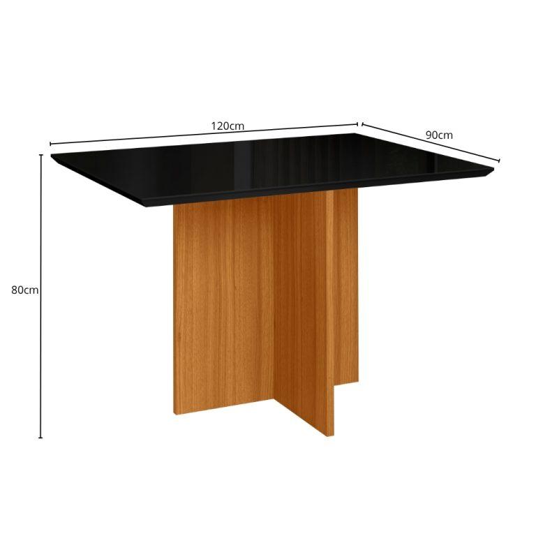 Mesa de Jantar Helo 1.60×0.90 tampo MDF/Vidro - 5.2/LD/CW