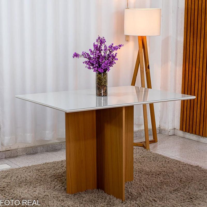 Mesa Jantar Helo 120×90 Tampo MDF/Vidro  Base MDF - Poliman - 3.9/ LD/3.8/RF