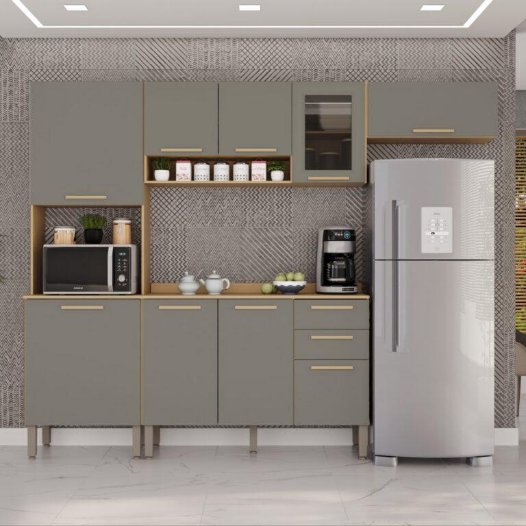 Cozinha New Valência 4 peças (aereo c 1 porta Vidro Fume) - 2.48m - Salletto - 8.8/TD